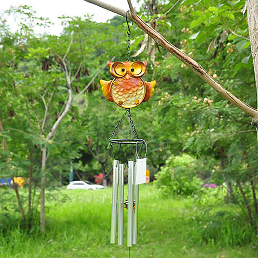 Handmade Iron Owl Outdoor Wind Chime - Hanging Ornament For Garden Yard Patio Outdoor Decoration