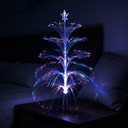 Battery Powered Color Changing Fiber Optic Christmas Tree with Star Topper - Tabletop Holiday Decor Light