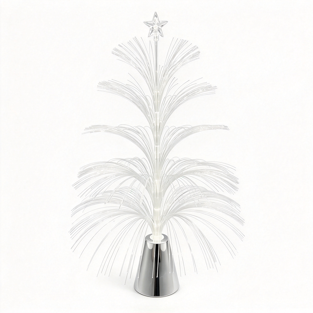 Battery Powered Color Changing Fiber Optic Christmas Tree with Star Topper - Tabletop Holiday Decor Light