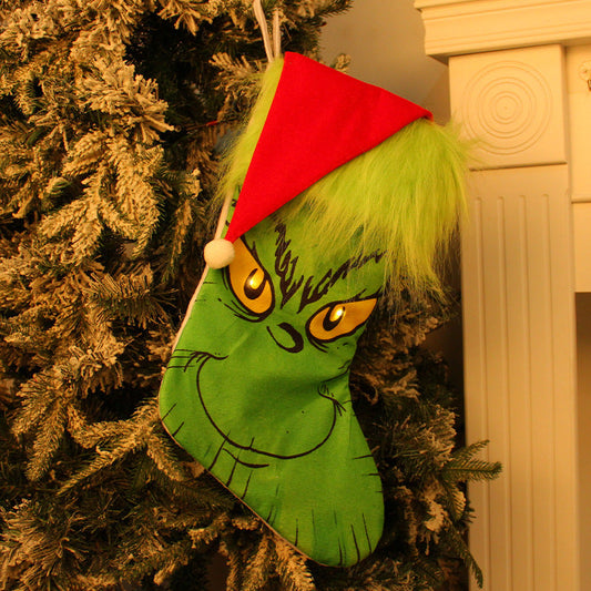 Light Up Naughty Christmas Stocking - Fireplace Xmas Tree Holiday Hanging Decor