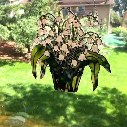 Lily of the Valley Hanging Suncatcher - 5.9-Inch, Window & Balcony Decor