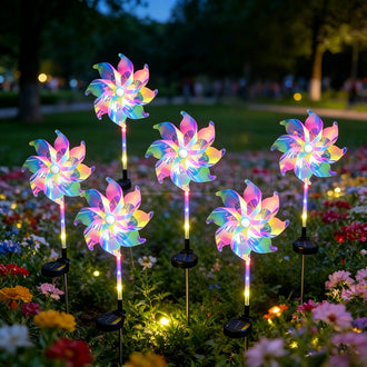 Multicolor Solar Powered LED Pinwheel Garden Stake Light
