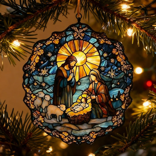 Christmas Nativity Scene Hanging Decor - Home Xmas Tree Indoor Outdoor Holiday Decor