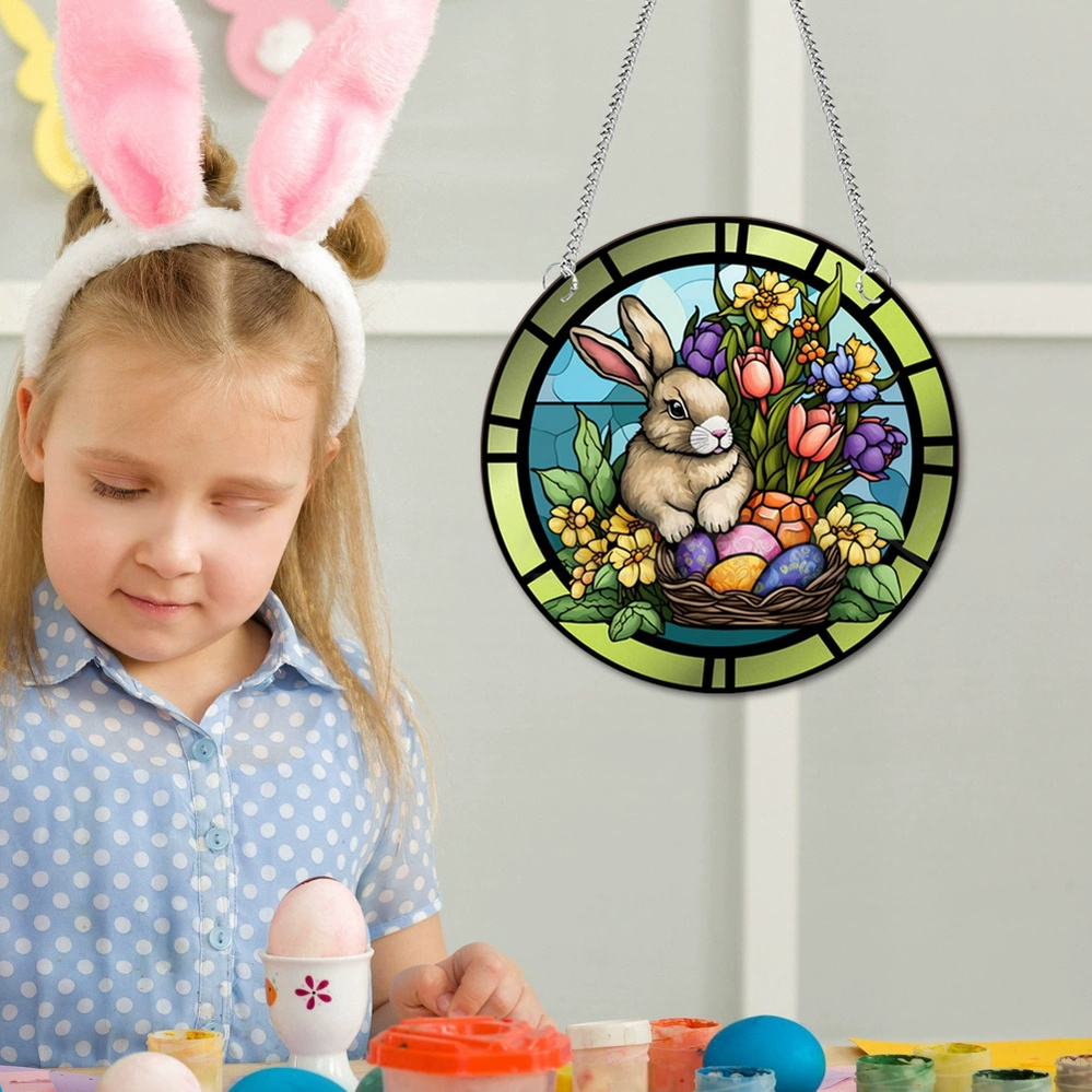Adorable Easter Bunny Hanging Ornament  -  Tree & Wall Spring Holiday Acrylic Decor