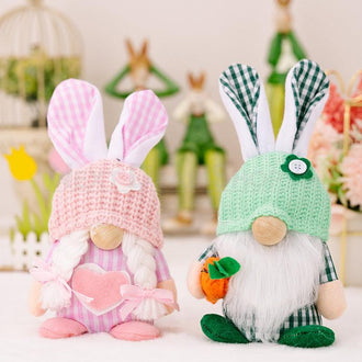 Adorable Easter Gnome Decoration - Cute Spring Bunny Gnome Tabletop & Shelf Decor