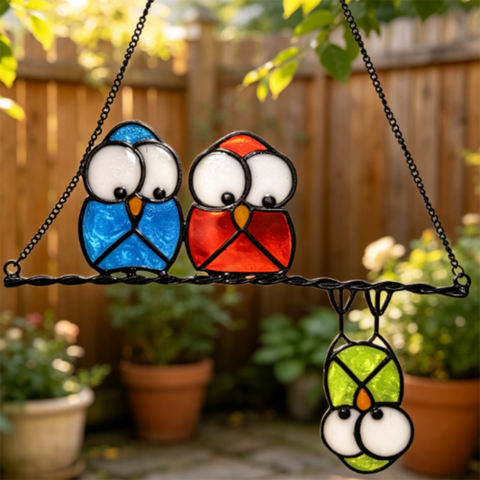 Adorable Multicolor Owls on a Wire Hanging Decor - Window & Wall Art