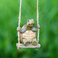 Adorable Resin Swinging Turtle Garden Figurine  -  Garden Outdoor Decor