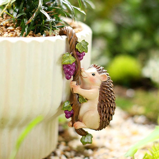 Adorable Weatherproof Resin Hedgehog Pot Hugger - 4.2-Inch, Lawn & Planter Decor-View 1-Next Deal Shop