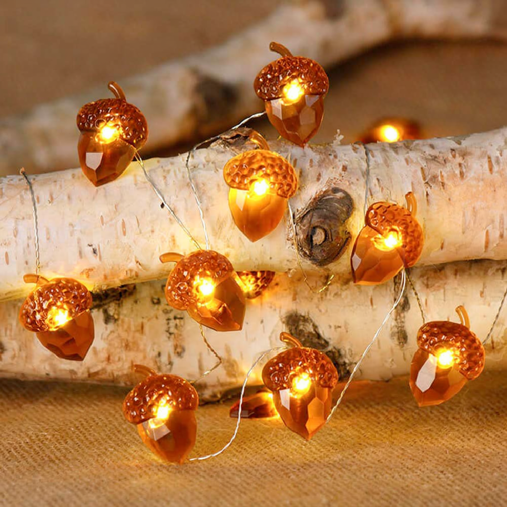 Battery Powered Acorn String Lights - 9.84 ft, 30 LED,Home Mantel Table Holiday Decor Lighting