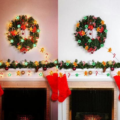 Battery Powered Christmas Gingerbread & Candy String Lights - 9.84ft, 30 LED,Home Xmas Tree Holiday Party Festive Decor Lighting