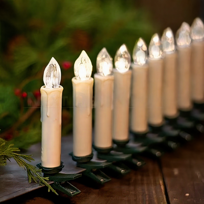 Battery-Powered Flameless Clip-On Christmas Tree Candles with Remote - 10 Pcs, Warm White Tree Lighting