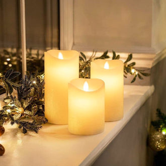 Battery Powered Flameless LED Candles with Remote Control - 3 Pcs, Home Table Mantel Indoor Holiday Festival Decor Lighting