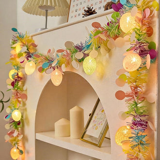 Battery Powered Light Up Easter Egg Tinsel Garland - Porch & Mantel Spring Holiday Decor