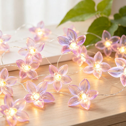 6.56 ft 20 LED Purple Flower Fairy String Lights-View 3-Next Deal Shop