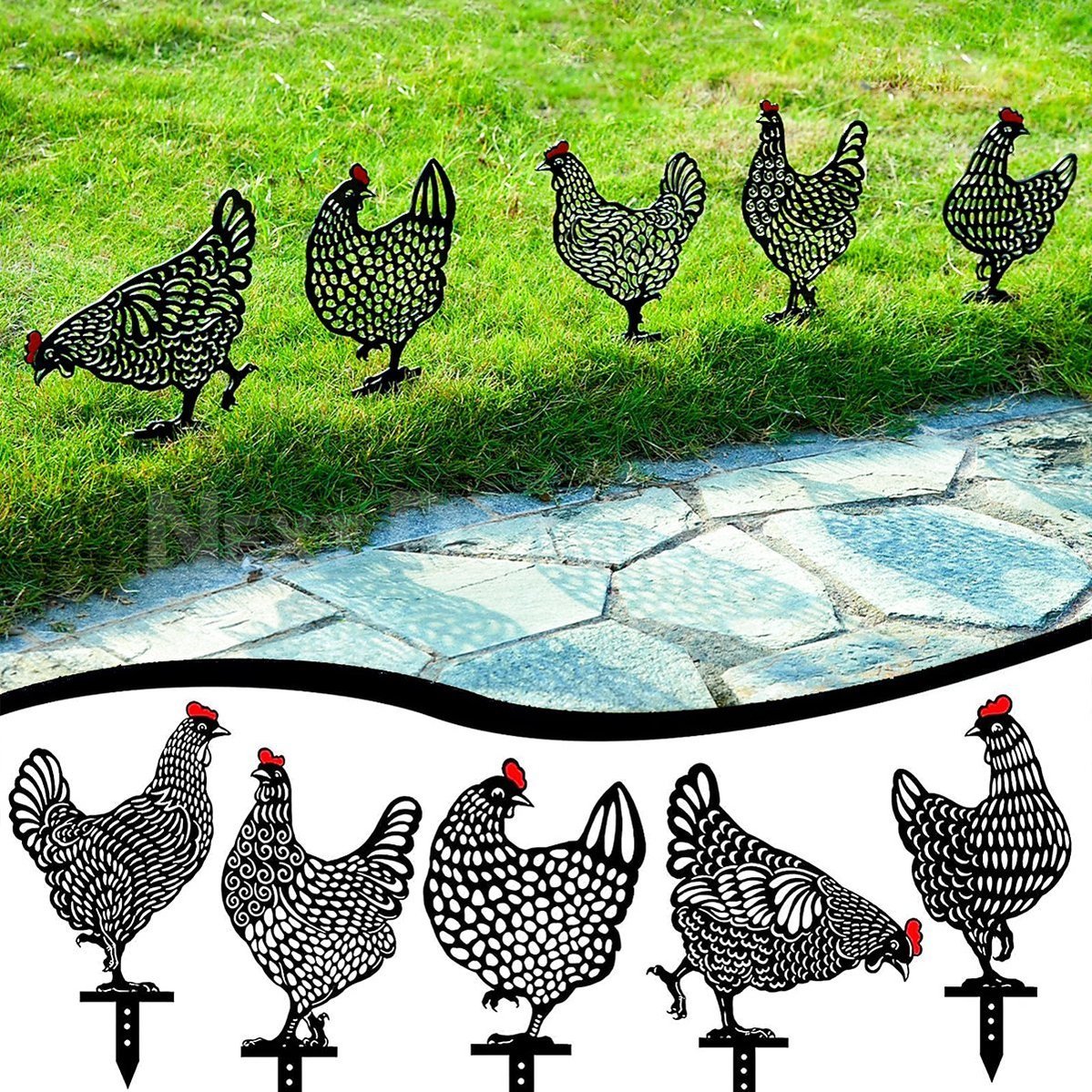 Chicken Family Garden Silhouette Yard Stake-Next Deal Shop-Next Deal Shop