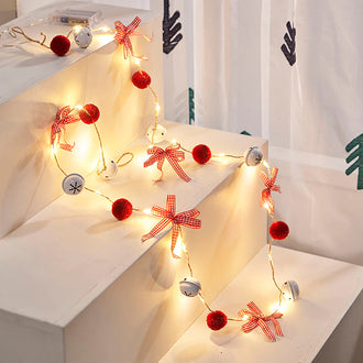 Christmas Bell & Pom Pom LED String Lights