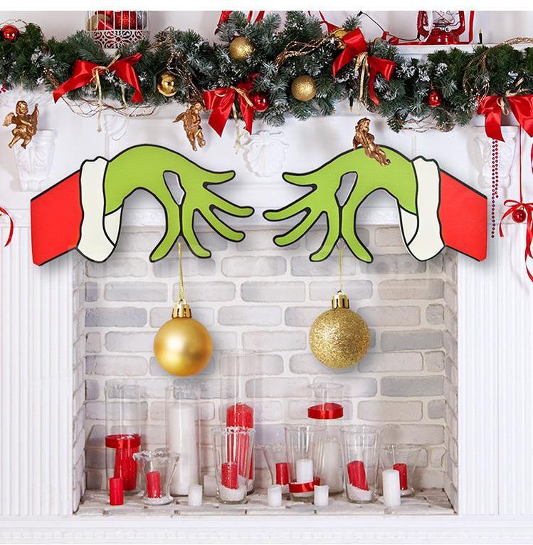 Christmas Grinch Hand Wooden Door Decoration-Next Deal Shop-Next Deal Shop