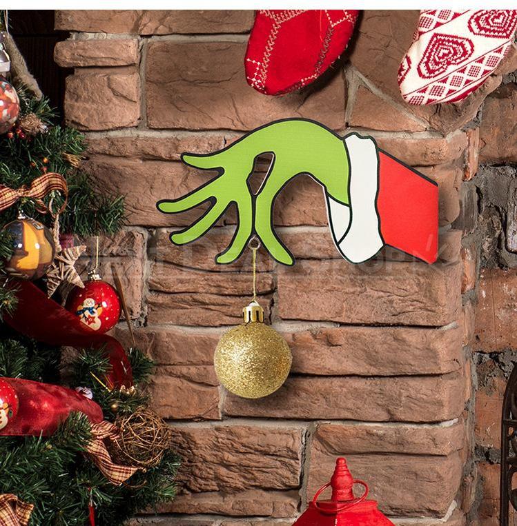 Christmas Grinch Hand Wooden Door Decoration-Next Deal Shop-Next Deal Shop