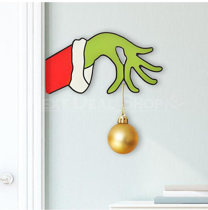Christmas Grinch Hand Wooden Door Decoration-Next Deal Shop-Next Deal Shop