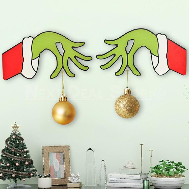 Christmas Grinch Hand Wooden Door Decoration-Next Deal Shop-Next Deal Shop