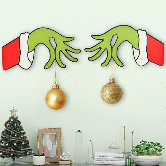 Christmas Grinch Hand Wooden Door Decoration-Next Deal Shop-Next Deal Shop