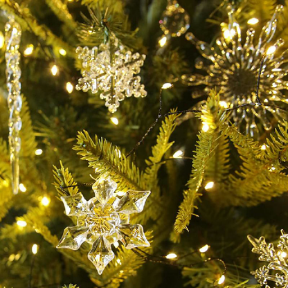Christmas Snowflake & Icicle Hanging Ornament - 24 Pcs, Home Xmas Tree Ceiling Holiday Party Decor Ornament