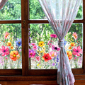Colorful Floral Window Cling - Decorative Indoor Home Window Accessory