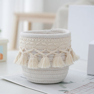 Compact Macrame Storage Basket