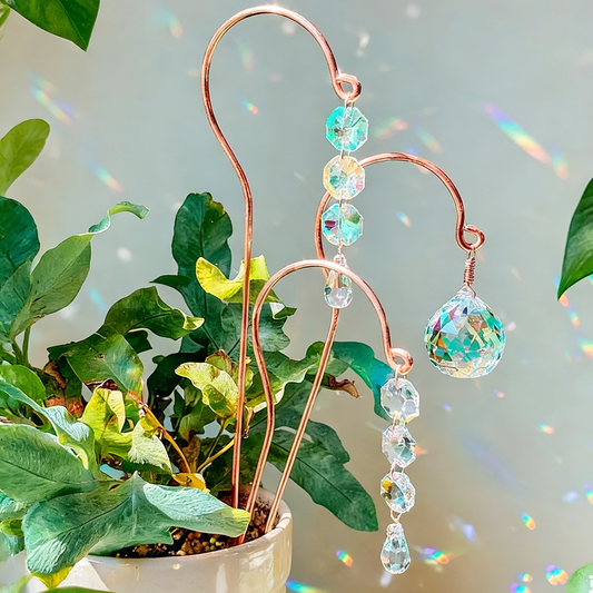 Crystal Suncatcher Plant Stake - Flower Bed & Planter Garden Decor
