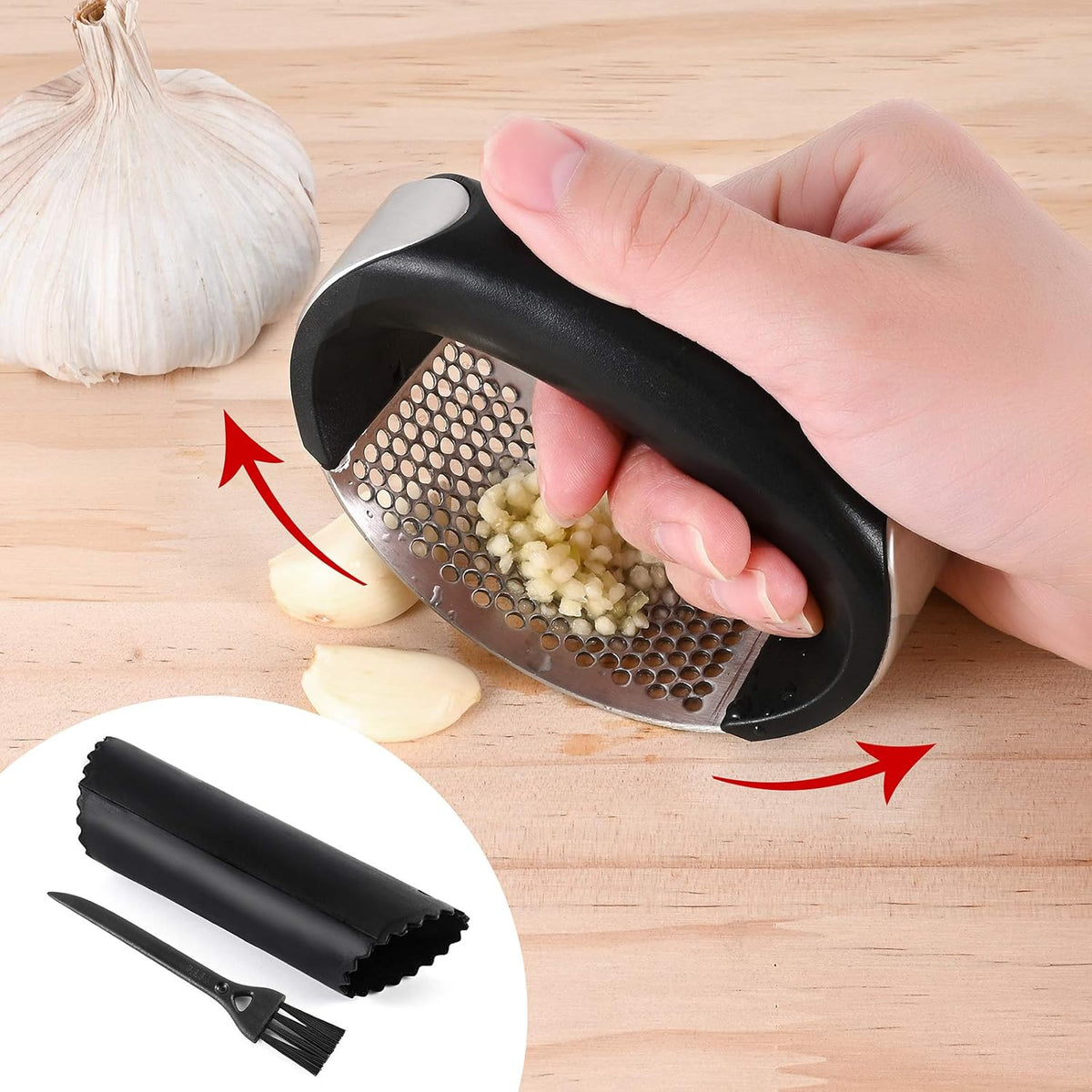 Garlic Press & Roller Peeler  - Practical Kitchen Tool