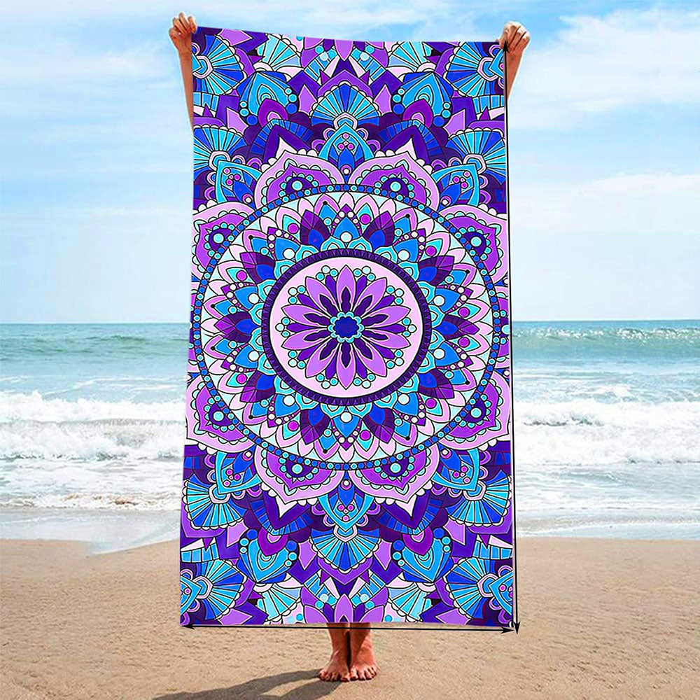 Mandala Floral Print Beach Towel - Summer Pool Seaside Vacation Quick Dry Bath Towel