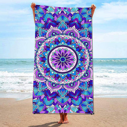 Mandala Floral Print Beach Towel - Summer Pool Seaside Vacation Quick Dry Bath Towel