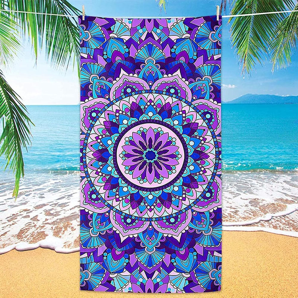 Mandala Floral Print Beach Towel - Summer Pool Seaside Vacation Quick Dry Bath Towel