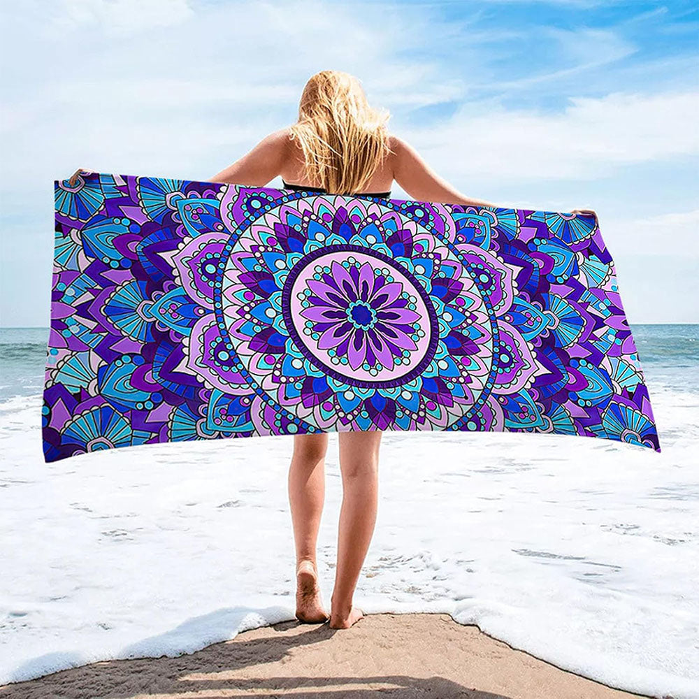Mandala Floral Print Beach Towel - Summer Pool Seaside Vacation Quick Dry Bath Towel
