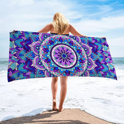 Mandala Floral Print Beach Towel - Summer Pool Seaside Vacation Quick Dry Bath Towel