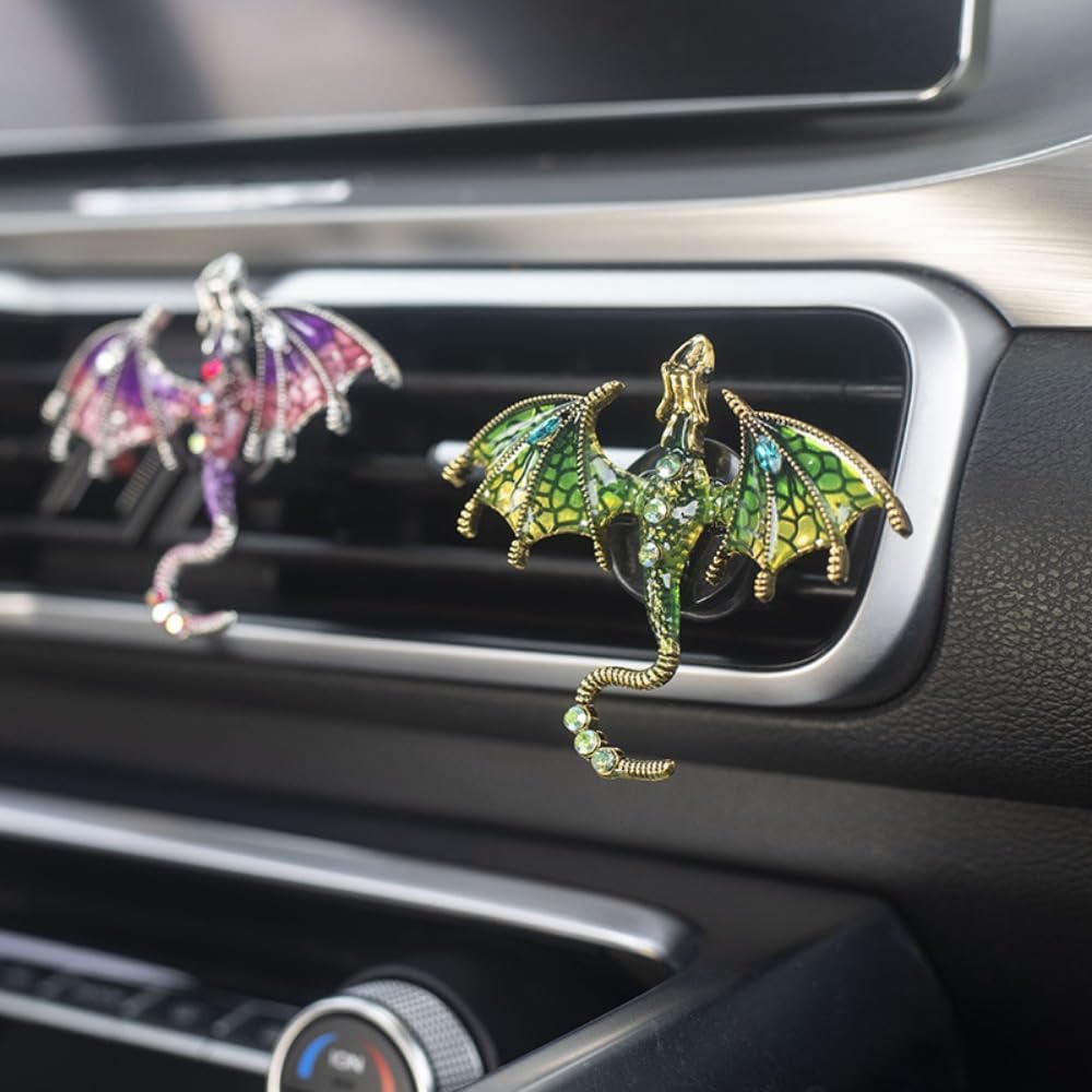 2 Pcs - Bling Dragon Car Air Freshener - Cute Auto Interior Decoration Fragrance for Vehicles