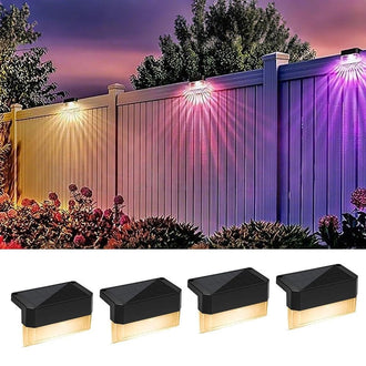 Dazzling Solar Powered 2 Mode LED Fence Light - 4 Pack, Waterproof Outdoor Patio Wall Garden Lighting