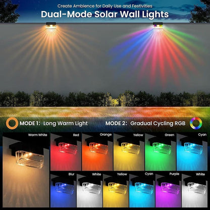 Dazzling Solar Powered 2 Mode LED Fence Light - 4 Pack, Waterproof Outdoor Patio Wall Garden Lighting
