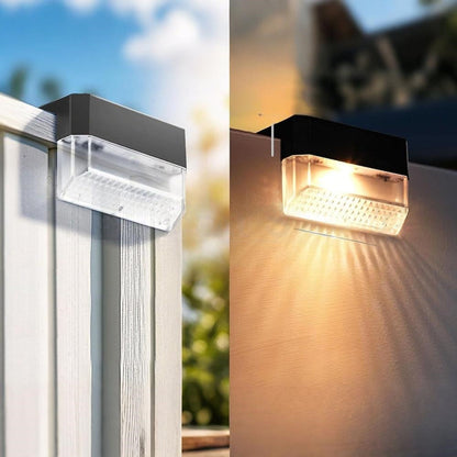 Dazzling Solar Powered 2 Mode LED Fence Light - 4 Pack, Waterproof Outdoor Patio Wall Garden Lighting