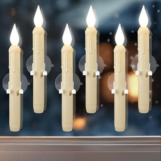 Dusk to Dawn Auto On LED Window Candles -  6 Pack, Window Holiday Accent Lighting