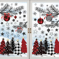 Festive Christmas Tree Window Cling Set - Home Glass Door Window Xmas Holiday Party Festival Decor