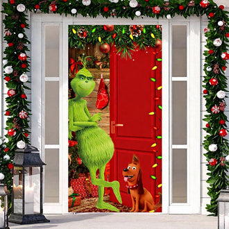 Festive Holiday Themed Door Covers - Seasonal Entryway Party Home Decor Accessory