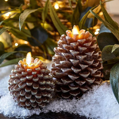 Flameless LED Pinecone Candle Light-Gold dusted-View 1-Next Deal Shop