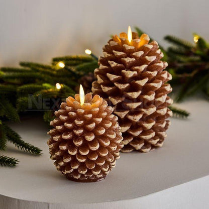 Flameless LED Pinecone Candle Light-Gold dusted-View 2-Next Deal Shop