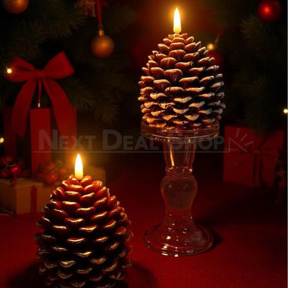 Flameless LED Pinecone Candle Light-Gold dusted-View 3-Next Deal Shop