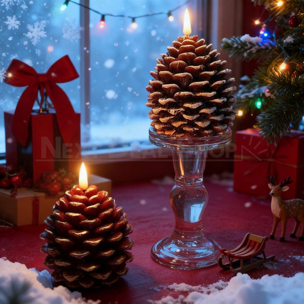 Flameless LED Pinecone Candle Light-Gold dusted-View 4-Next Deal Shop