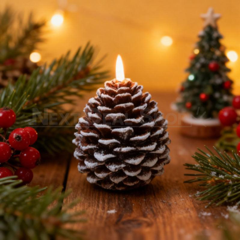 Flameless LED Pinecone Candle Light-Silver dusted-View 6-Next Deal Shop