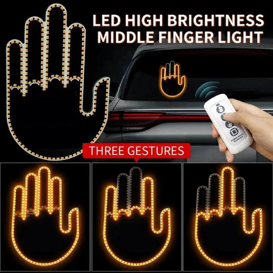 Funny Finger Gesture Light with Remote - Car Novelty Window Light