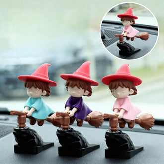 Funny Flying Witch Car Dashboard Ornament  -  Car Interior Decor