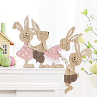 Hand Crafted Wooden Bunny Figurine  -  Tabletop & Shelf Indoor Decor